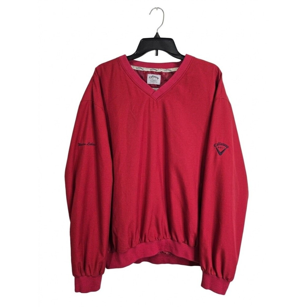 Vintage Callaway Golf Pullover Windshirt Mens XL Red V-Neck Weston Lakes TX
